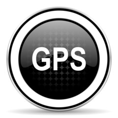 gps icon, black chrome button
