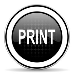 print icon, black chrome button