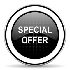 special offer icon, black chrome button