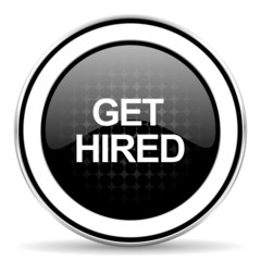 get hired icon, black chrome button