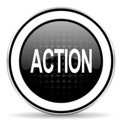action icon, black chrome button