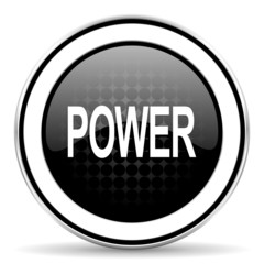 power icon, black chrome button