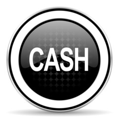 cash icon, black chrome button