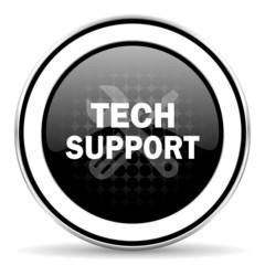 technical support icon, black chrome button