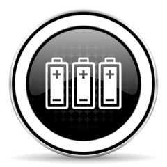 Fototapeta premium battery icon, black chrome button, power sign
