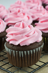 Chocolate Cupcakes with pink icing