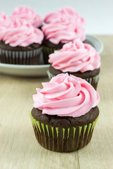 Chocolate Cupcakes with pink icing