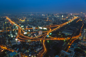Fototapeta na wymiar Aerial view of Bangkok city skyline, Thailand