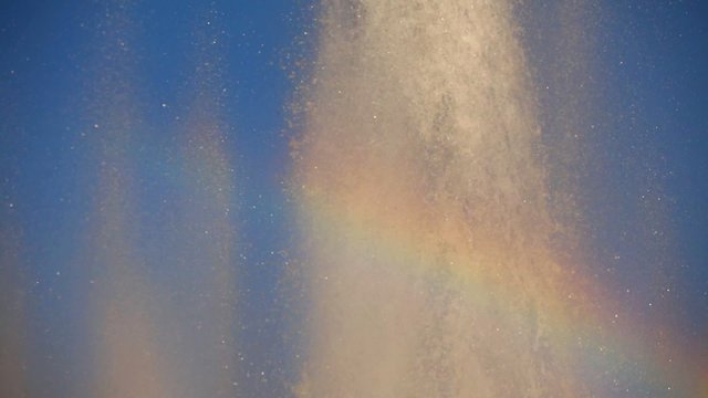 water splash in fountain; closeup; handheld camera