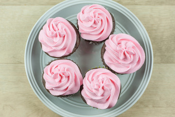 Chocolate Cupcakes with pink icing