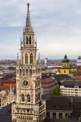 Fototapeta na wymiar Aerial view on Marienplatz town hall