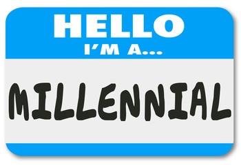 Hello I'm a Millennial Words Name Tag Sticker - obrazy, fototapety, plakaty