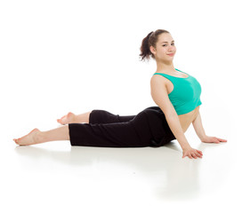 Fototapeta premium Model shot in studio on white