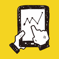 bussiness chart in cell phone doodle drawing