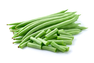Green beans isolated on a white background.