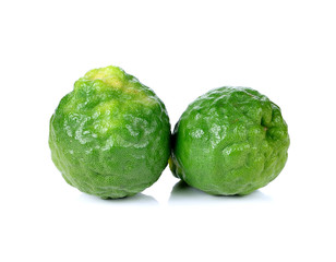 kaffir Lime or Bergamot fruit on white background.