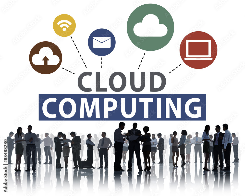 Poster cloud computing network online internet storage concept