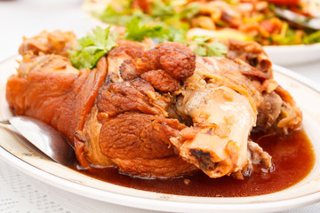 Stewed pork leg.
