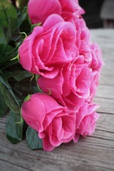 Beautiful vintage roses of artificial flowers