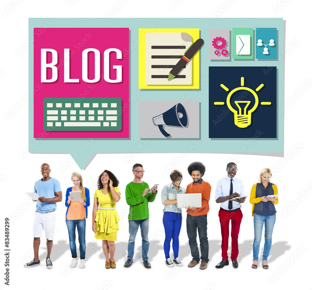 Poster blog weblog media online messaging notes concept