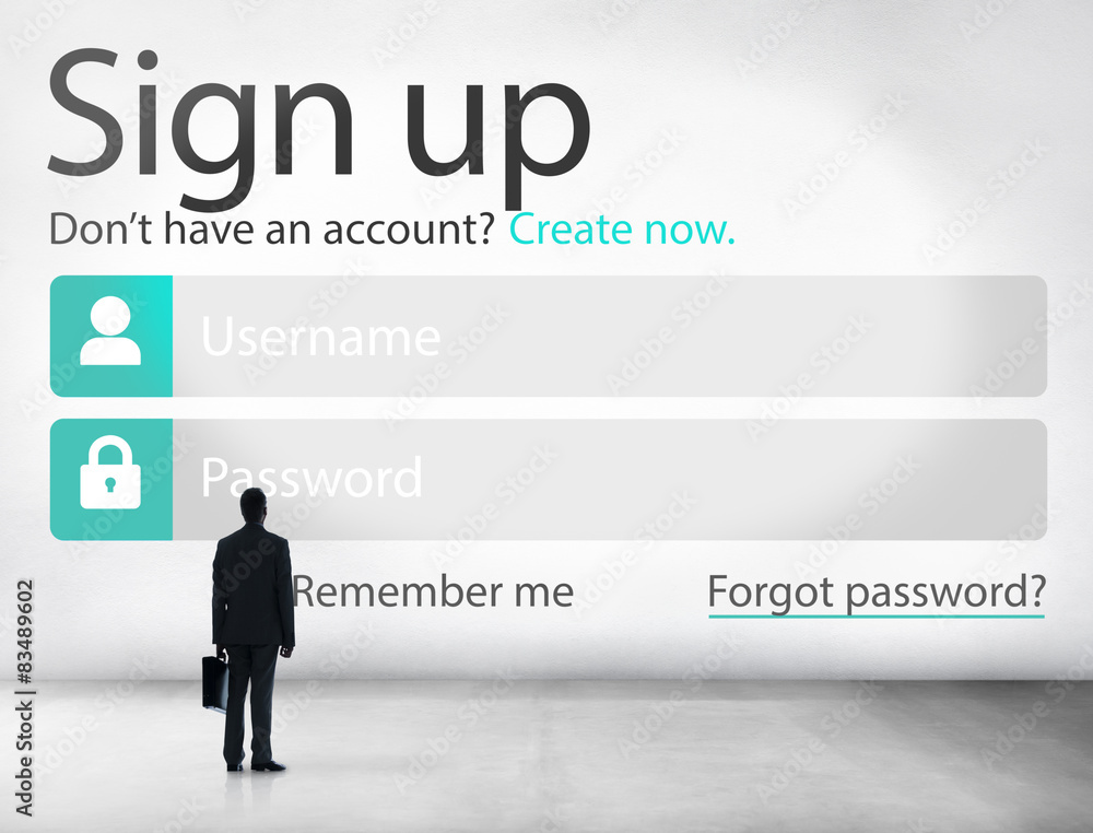 Poster sign up register online internet web concept