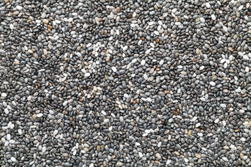 Top view of chia seeds, Close-up.