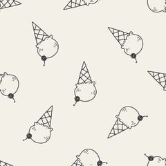 doodle ice cream seamless pattern background