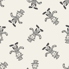 clown doodle drawing seamless pattern background