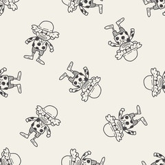 clown doodle drawing seamless pattern background