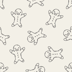 gingerbread man doodle seamless pattern background