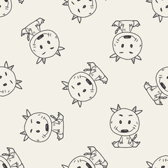 Chinese Zodiac sheep doodle drawing seamless pattern background