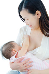 Obraz na płótnie Canvas Asian mother breastfeeding her baby