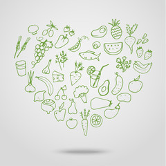 Healthy food green heart