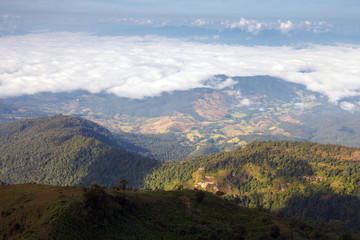 Fog over the mountain at Doi Inthanon national park, Thailand