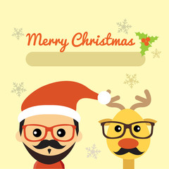illustration of cute santa claus and reindeer
