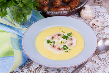 Creamy Mushroom Soup with fresh herbs