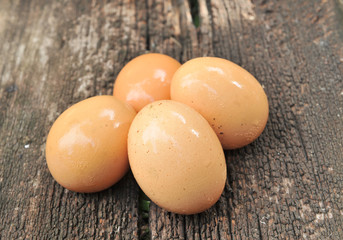 egg on wood background