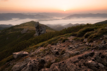 Fototapeta na wymiar Mountain landscape at sunrise