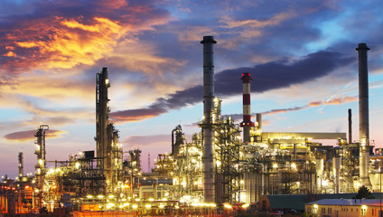 Oil and gas industry - refinery at twilight - factory