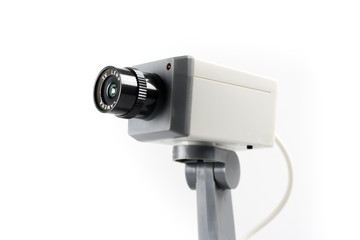 CCTV security camera monitor in office building