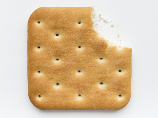 bitten cracker isolated