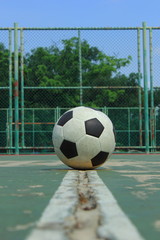 ball on the middle court at outdoor futsal court