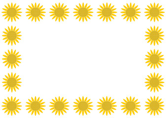 ひまわりの花柄フレームイラスト