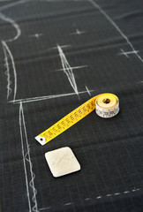 Tape measure in a clothing design studio