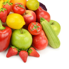 fruits and vegetables isolated on white background
