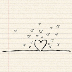 Love heart design on lined paper