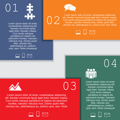 Infographic report template with text and icons. Vector