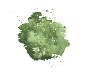 Abstract hand drawn green drop splatter stain art thick paint on