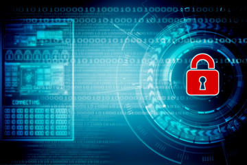 Safety concept: Closed Padlock on digital background