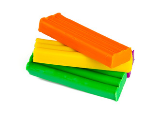 new colorful plasticine isolated on white